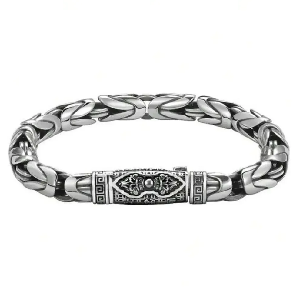 Stainless Steel Chain Link Bracelet, Mantra, Curb Hand Woven Engraved